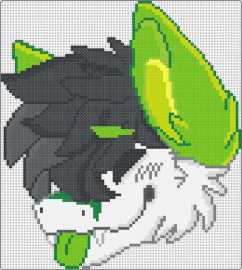 My fursona 2!! - fursona,furry,community,head,black,white,gray,green