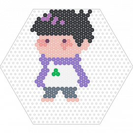 ichimatsu - ichimatsu matsuno,osomatsu,anime,character,chibi,hexagon,black,white,purple,pink