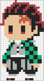 Anime-TanjiroKamado-Body - tanjiro kamado,demon slayer,kimetsu no yaiba,anime,character,chibi,tan,red,green,gray