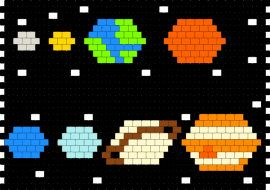 Space pouch - black,yellow,light blue,orange