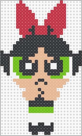 Buttercup with a bow - buttercup,powerpuff girls,character,cartoon,tv show,beige,red,powerpuffgirls,beadpattern,superhero,cute