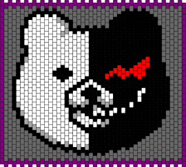 remix of @sugarstarluxe pattern - monokuma,danganronpa,bear,teddy,character,video game,black,white,gray