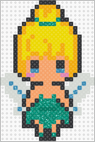 Tinkerbell chibi - orange, teal, yellow