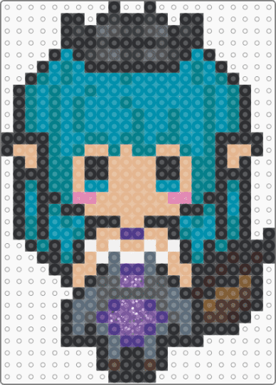 Mimi Perler Chibi w tail + crown - beige, teal
