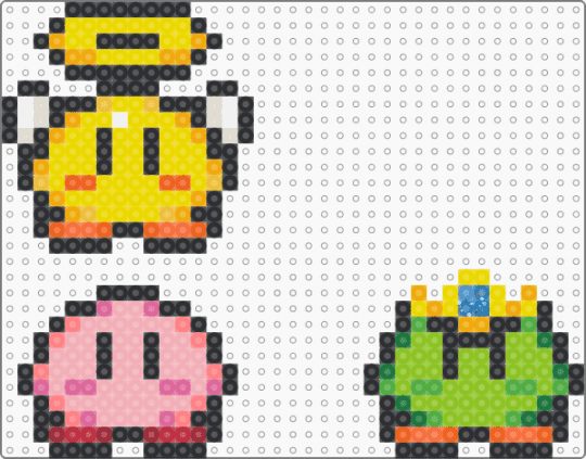 Kirby Icons - angel, beige, cupid, green, icon, keeby, kirby, kirby and the amazing mirror, mirrior, nintendo, orange, yellow