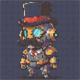 Mr Meche - mr mourn,mechtorian,character,robot,top hat,moustache,black,tan,gray