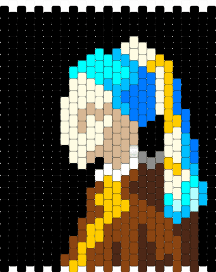 Girl With Pearl Earring - black,red,yellow,colorful