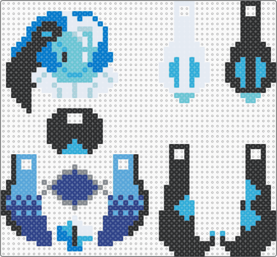 Shadow Milk Cookie Dangler - blue,light blue,shadow milk cookie,cookie run kingdom,dangle doll,jesters,clowns,cookie run,dangler