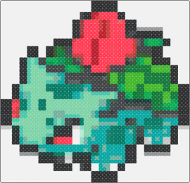 Pixel Ivysaur - ivysaur,pokemon,character,gaming,evolution,bulbasaur,green,teal,red