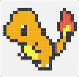 Pixel Charmeleon - charmander,pokemon,character,gaming,starter,flame,cute,orange