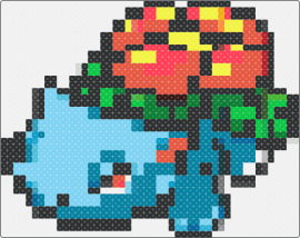 Pixel Venusaur - venusaur,pokemon,character,gaming,evolution,bulbasaur,green,blue,orange