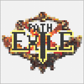 poe logo - path of exile,logo,video game,black,yellow,brown