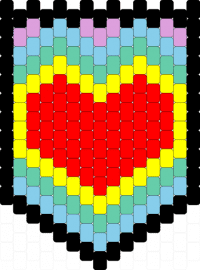 Heart Banner - heart,love,banner,valentine,tapestry,red,yellow,teal