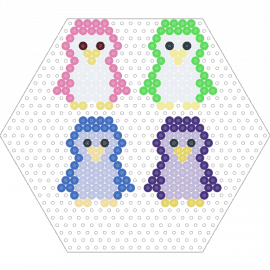 penguins! - penguins,birds,cute,simple,charms,colorful,white,pink,blue,green,purple