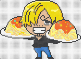 Sanji - robin,one piece,spaghetti,chibi,anime,character,tv show,blonde,yellow,tan,orange