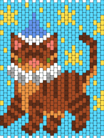 Festive cat - cat,clown,party,panel,animal,brown,light blue,yellow