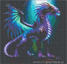 Dragon Theo - dragon,mythological,creature,winged,glow,neon,panel,dark,purple,teal,black