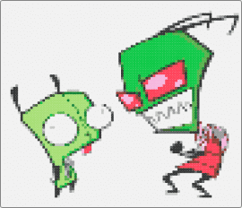 Invader Zim Duo GIR and ZIMMMM - invader zim,gir,characters,tv show,cartoon,alien,green,pink