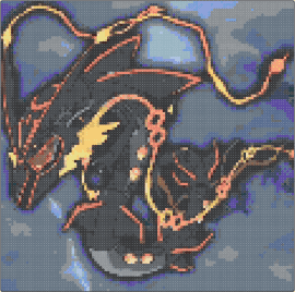 Mega Rayquaza - rayquaza,pokemon,character,gaming,dragon,black,orange