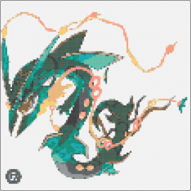 Mega green quaza - rayquaza,pokemon,character,gaming,teal,green