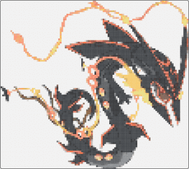 Shiny mega ray - rayquaza,pokemon,character,gaming,dragon,black,orange