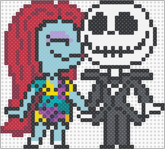 jack n sally - nightmare before christmas,jack skellington,sally,movie,cartoon,animation,light blue,brown,red,gray