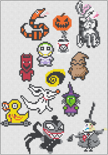 nightmare b4 xmas charms wip - black,beige,red,yellow,colorful
