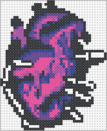 Recolored human heart - black,pink,human heart,skeleton hand,purple,blue,fuse bead