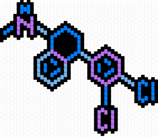 zoloft chemical structure remix - black,pink,blue