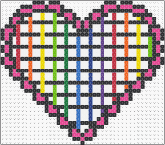 rainbow checker heart - black,white,green,colorful