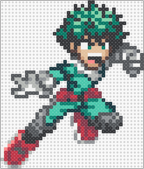 deku fighting pose - teal,gray