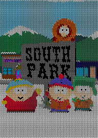 South Park - south park,sign,tapestry,panel,animation,tv show,cartman,kyle,kenny,stan,green,orange,white,light blue