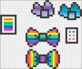 Random colours! - bowtie,bow,clothing,colorful,stripes,charms,purple,teal