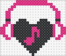 heart with headphones :^ - headphones,heart,music,black,pink