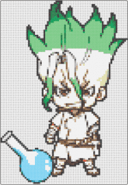 Dr. Stone Senku 1 - senku ishigami,dr stone,beaker,character,manga,light blue,white,green