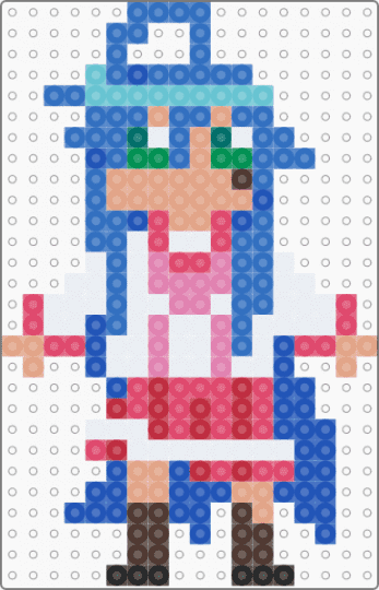 mini konata izumi - blue,beige,red,lucky star,anime,anime girl,sailor suit,konata izumi,chibi,perler
