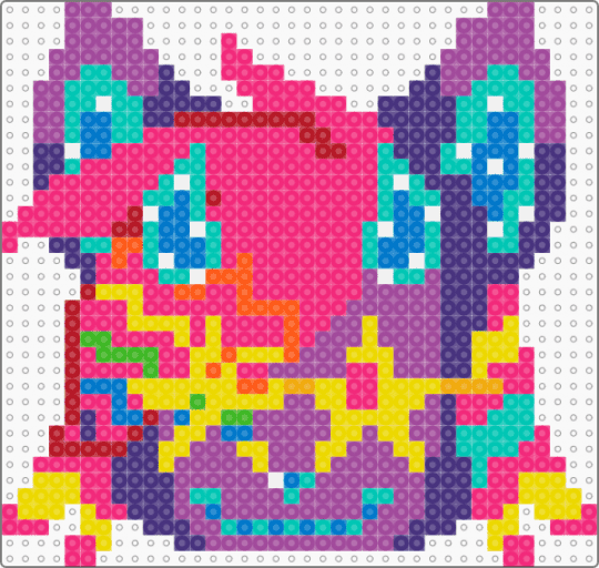 lineless fursona head - pink,purple,yellow