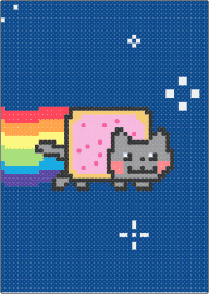 Nyan Cat :D - nyan cat,meme,poptart,night,sky,colorful,gray,pink,blue