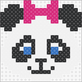 Panda head with pink bow - panda,bear,animal,bow,cute,head,white,black,pink