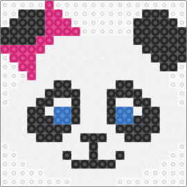 Panda head with pink bow on ear - panda,bear,animal,bow,cute,head,white,black,pink