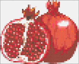 pomegranate perler design 2 - pomegranate,fruit,food,jeweled tones,detailed,rich reds,vibrant