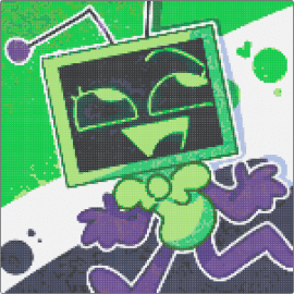 Vee - vee,dandys world,character,panel,video game,green,purple,black