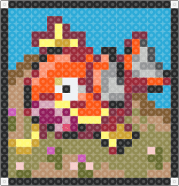 Magikarp On Land Scene Coaster - magikarp,pokemon,coaster,fish,gaming,character,orange,tan,blue