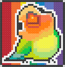 Disco Parrot - green,yellow,orange,red