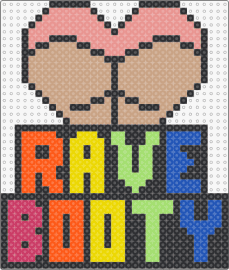 RAVE BOOTY - booty,butt,rave,music,playful,bold,festival,visual pun,irreverent,multicolored