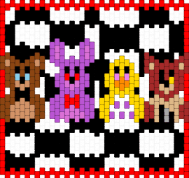 Fnaf Bag/Pannel pattern - fnaf,five nights at freddys,checkered,characters,horror,video game,bag,panel,border,colorful,red,black,white