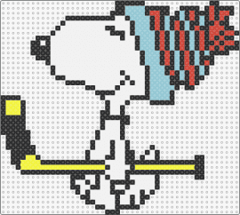 Hockey Dog - snoopy,hockey,peanuts,sports,comic,character,dog,yellow,white,light blue