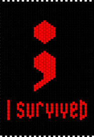 I survived banner - semicolon,survivor,mental health,banner,tapestry,red,black