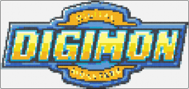 Digimon Logo - Small - white,light blue,orange,yellow