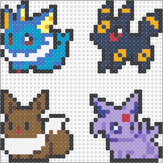 Eevee Variants - blue,purple,tan,pink,colorful
